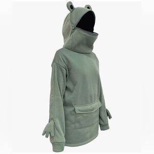 SUOLA Frog Hoodie Cute Zipper Mouth Sweatshirt with Large Front Pocket